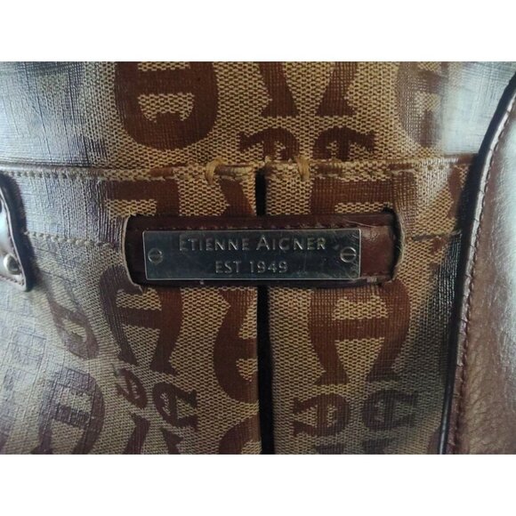 Etienne Aigner Monogram Canvas & Faux Leather Tote Bag - Picture 2 of 16